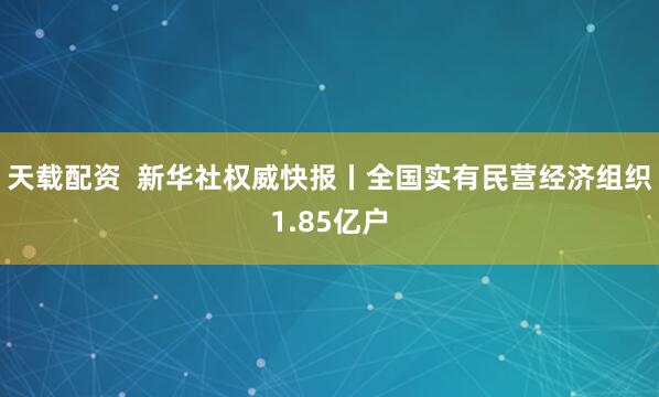 天载配资  新华社权威快报丨全国实有民营经济组织1.85亿户
