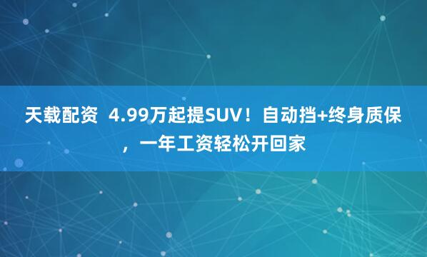 天载配资  4.99万起提SUV！自动挡+终身质保，一年工资轻松开回家