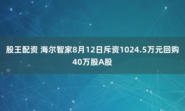 股王配资 海尔智家8月12日斥资1024.5万元回购40万股A股