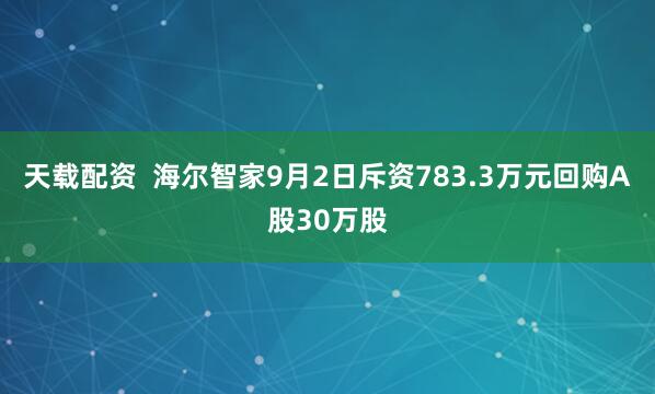 天载配资  海尔智家9月2日斥资783.3万元回购A股30万股